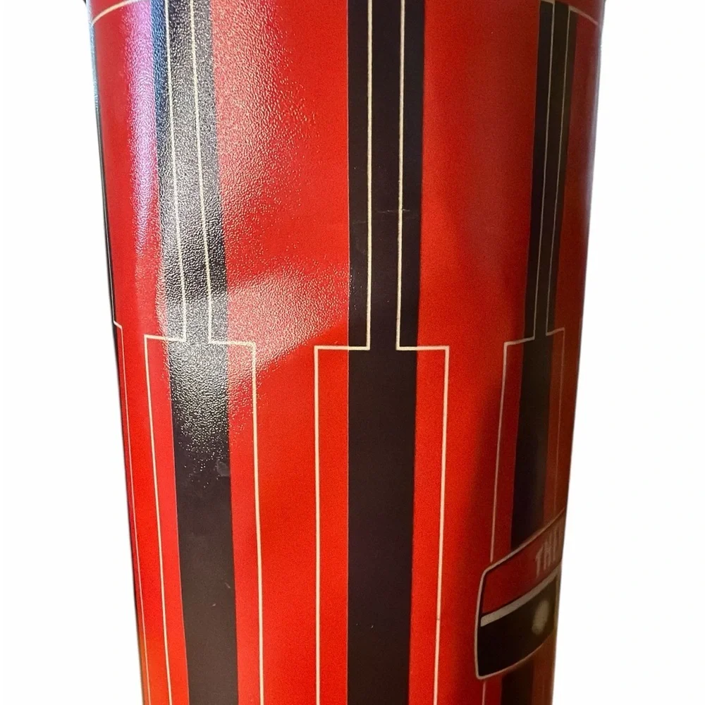 Vintage Thermos Red Mod Stripe Vacuum Bottles Picnic Tote Set USA – 1 Dented - Picture 2 of 6